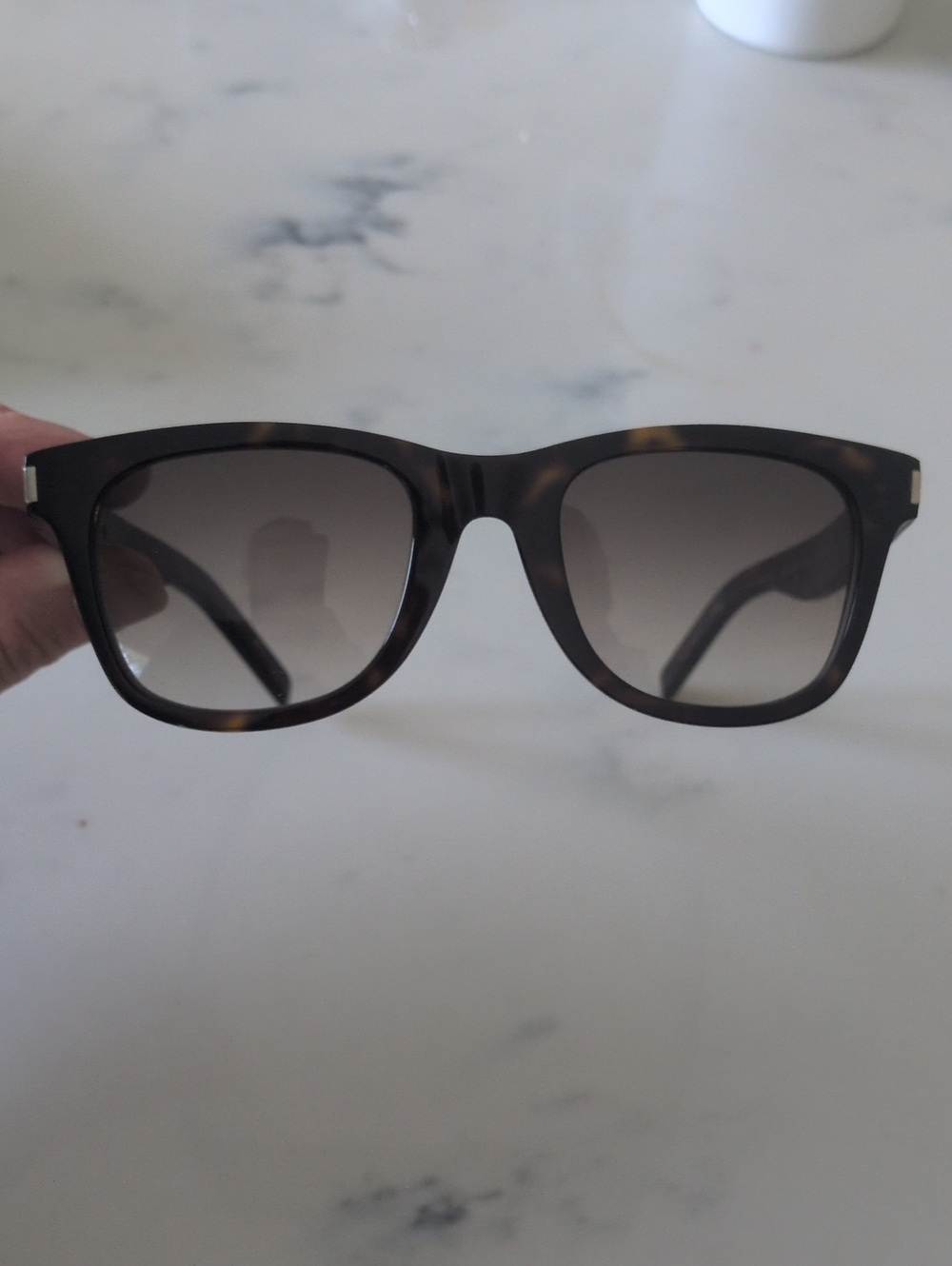 Saint Laurent Tortoiseshell Square Sunglasses with Gradient Brown Lenses